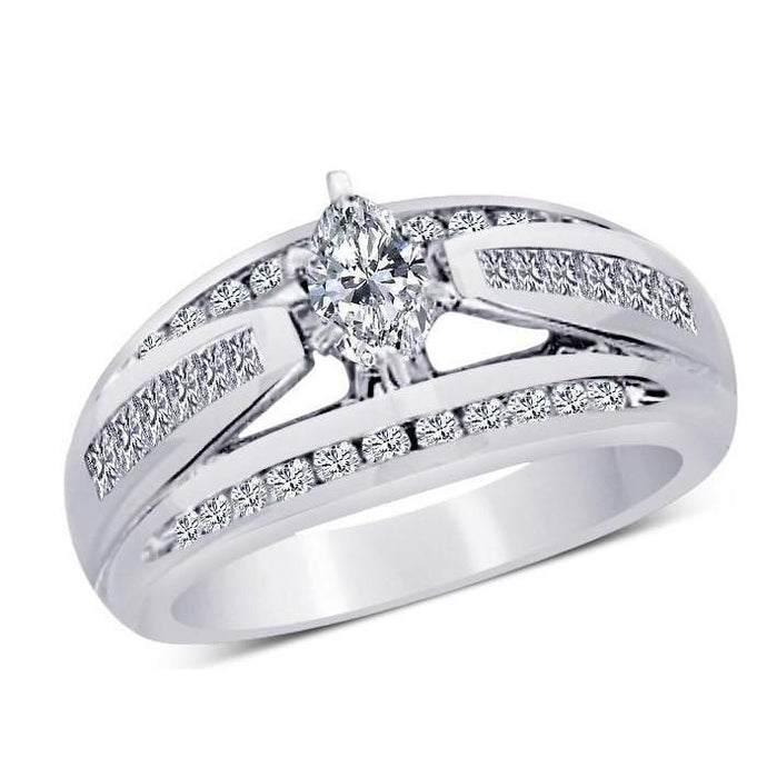 Diamanten verlovingsring sprankelende sieraden 2 karaat witgoud 14K - harrychadent.nl