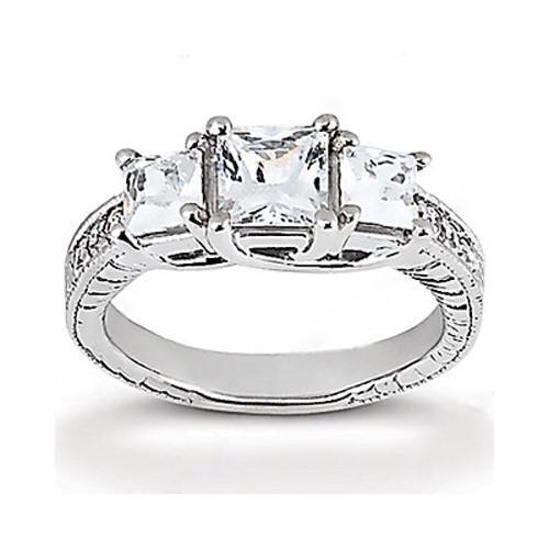 Diamanten verlovingsring vintage stijl 2,12 ct. Wit goud 14K - harrychadent.nl