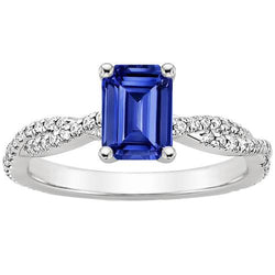 Diamanten verlovingsring voor dames & smaragd Ceylon saffier 4,25 karaat