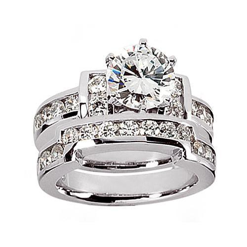 Diamanten verlovingsset 2.66 karaat witgoud 14K nieuwe damessieraden - harrychadent.nl