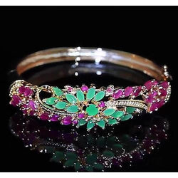 Diamond Bangle Jade Pink Sapphire 14 karaat geel gouden sieraden 14K