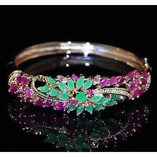 Afbeelding in Gallery-weergave laden, Diamond Bangle Jade Pink Sapphire 14 karaat geel gouden sieraden 14K - harrychadent.nl
