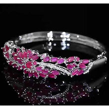 Afbeelding in Gallery-weergave laden, Diamond Bangle Pink Sapphire 14 karaat dames witgouden sieraden 14K - harrychadent.nl
