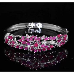 Diamond Bangle Pink Sapphire 14 karaat dames witgouden sieraden 14K