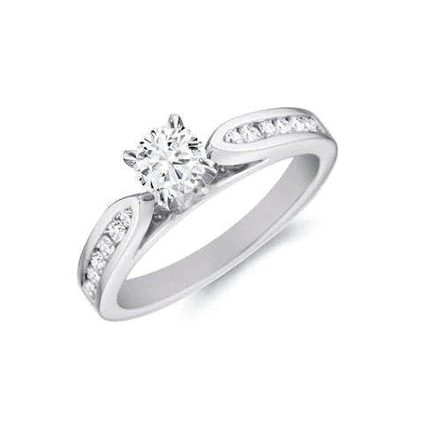 Diamond Cathedral Setting Verlovingsring Briljant geslepen WG 14K