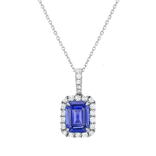 Diamond Halo Emerald Ceylon Sapphire hanger gouden sieraden 1,75 karaat - harrychadent.nl