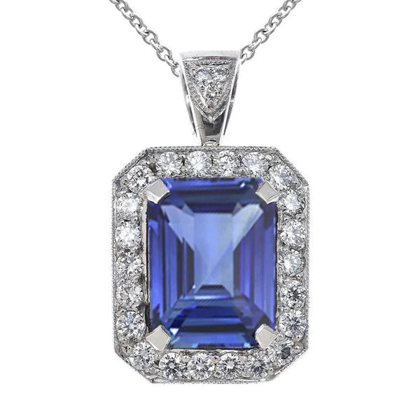 Diamond Halo Emerald Sapphire hanger antieke stijl 7,25 karaat - harrychadent.nl