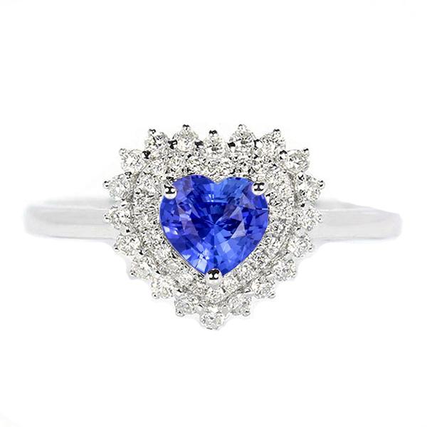 Diamond Halo Heart natuurlijke blauwe saffier ring 3 karaat ster stijl - harrychadent.nl