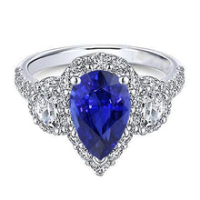 Afbeelding in Gallery-weergave laden, echte pear saffier 4.50karaat ring vooraanzicht

