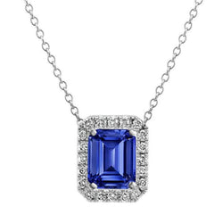 Diamond Halo hanger Emerald Sri Lankaanse saffier ketting 4 karaat