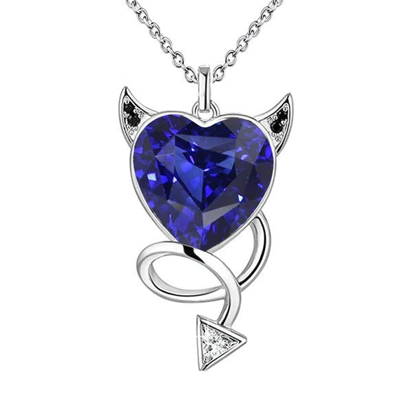 Diamond & Heart Blue Sapphire gotische stijl hanger 4 karaats goud - harrychadent.nl