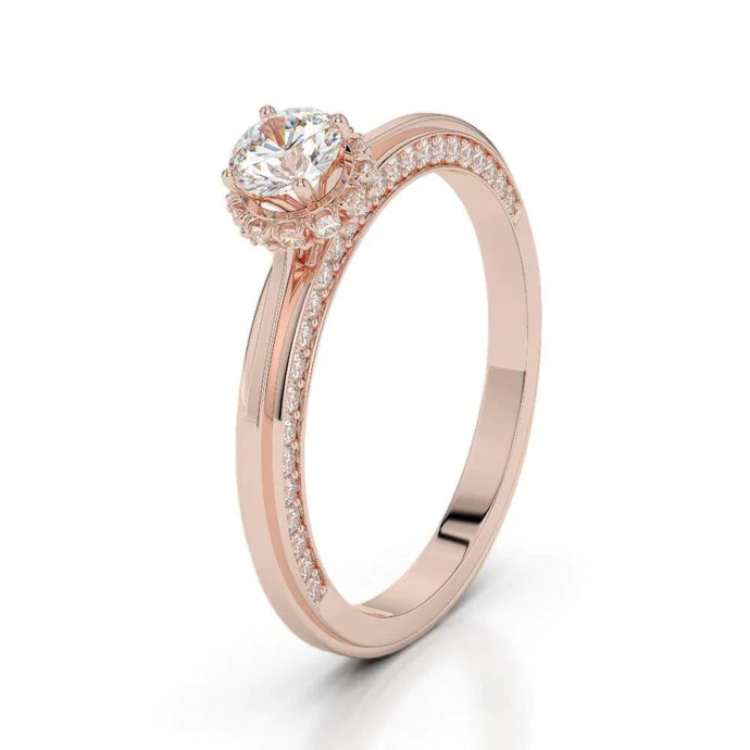 Diamond Hidden Halo verlovingsring Nieuw roségoud 14K