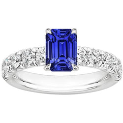 Diamond Pave Setting Ring Emerald Ceylon Sapphire 5 karaat