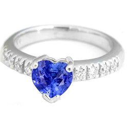 Diamond Solitaire Heart Blue Sapphire Ring met accenten 2,50 karaat
