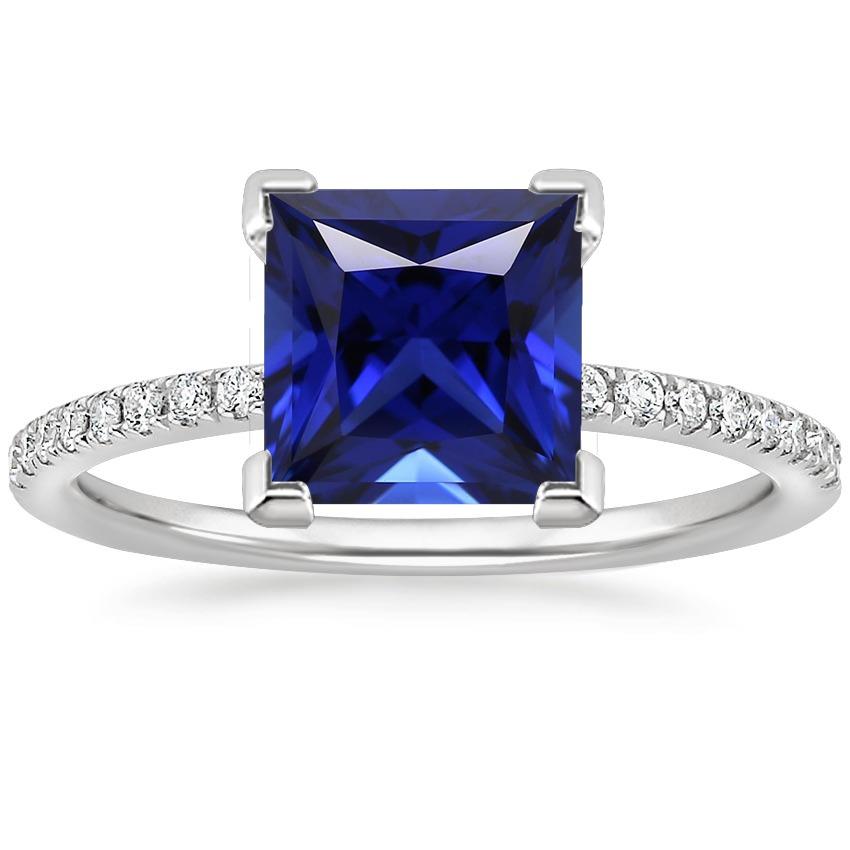 Diamond Solitaire Ring prinses blauwe saffier met accenten 5,50 karaat - harrychadent.nl