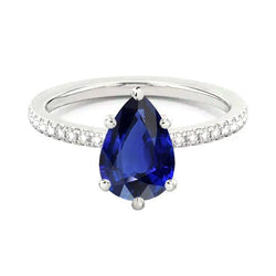 Diamond Solitaire trouwring blauwe saffier met accenten 3,50 karaat