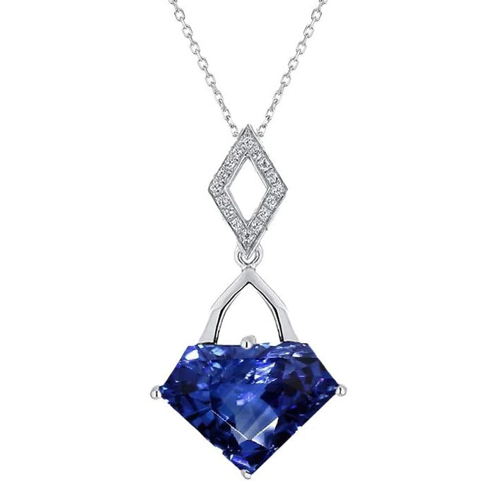 Diamond Special Cut Blue Sapphire Fancy hanger met ketting 3,75 karaat - harrychadent.nl