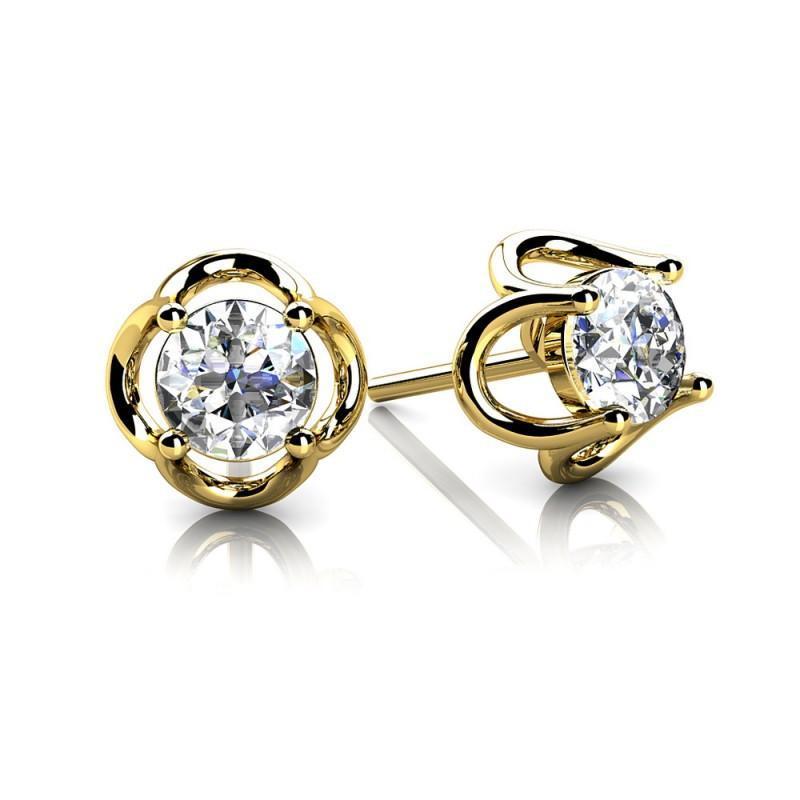 Diamond Stud Earring 1 karaat geel goud 14K sieraden Dames - harrychadent.nl