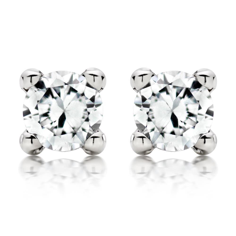 Diamond Stud Earring 3 karaats viertanden set witgouden sieraden - harrychadent.nl
