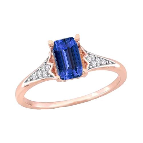Diamond Wedding Blue Sapphire Ring Rose Gold 2 karaats dames sieraden - harrychadent.nl