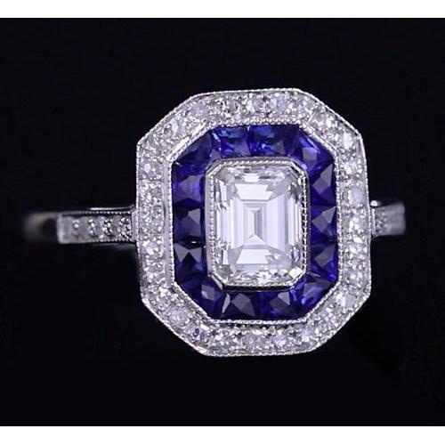 Diamond antieke stijl ring 4.50 karaat blauwe saffieren dames sieraden - harrychadent.nl