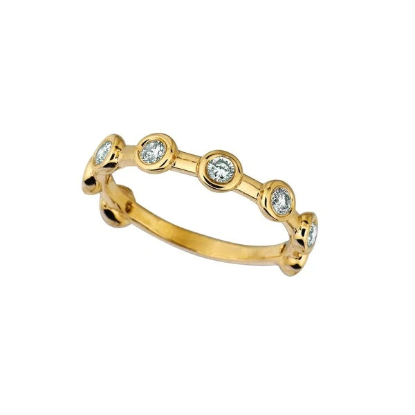 Diamond halve eeuwigheid Bubble Ring Band 0,50 karaat bezel geel goud