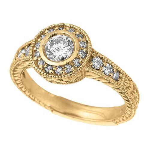 Diamond Anniversary 0,80 Carat Fancy Ring Bezel Setting Sieraden Geel goud 14K- harrychadent.nl