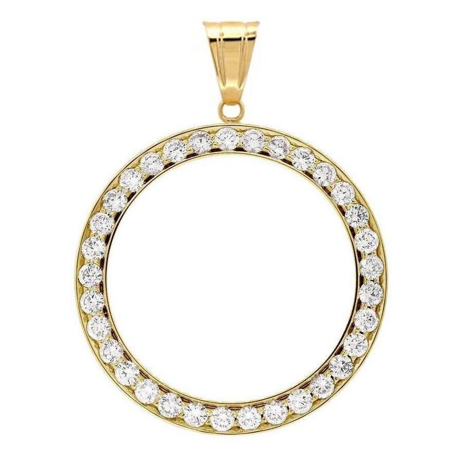 Dollar Diamond Bezel hanger 2 karaat geel goud (munt niet inbegrepen) - harrychadent.nl