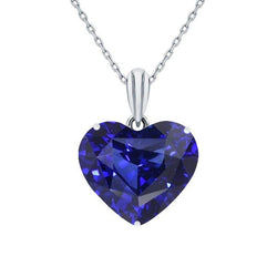 Donkerblauwe saffier Solitaire harthanger 14K witgoud 3,50 karaat