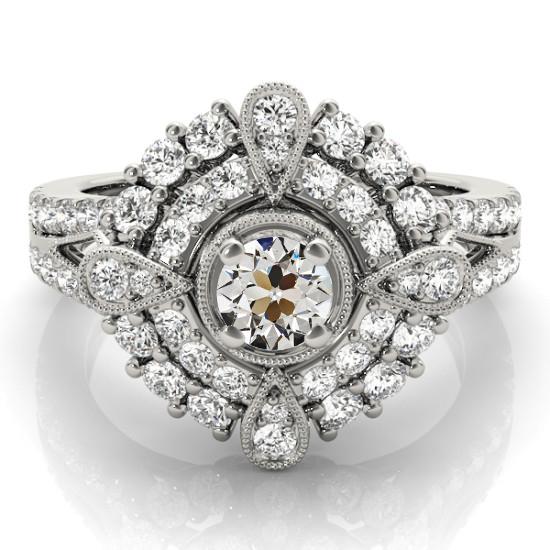 Double Halo Old Miner Diamond Ring Milgrain Star Style 5 karaat - harrychadent.nl