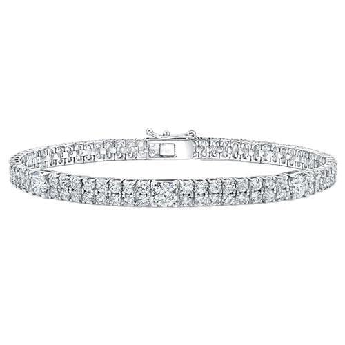 Double Row Diamonds Armband Prong Set Ronde snede 10 Karaat WG 14K - harrychadent.nl