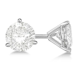Drie Prong Gezet Rond Geslepen 3.50 Ct Natuurlijke uit de aarde gewonnen Diamanten Oorknoppen Witgoud