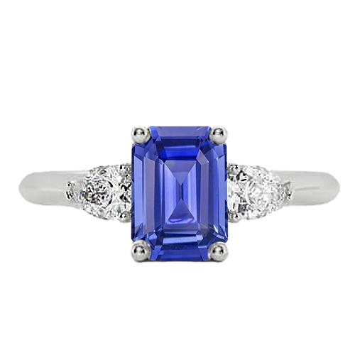 Drie steen blauwe saffier sieraden ring peer diamanten 3,50 karaat - harrychadent.nl