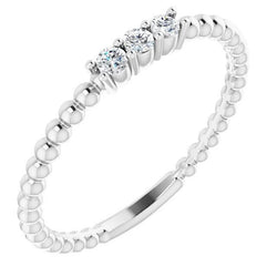 Drie stenen diamanten ring 0,50 karaat kralen vrouwen sieraden