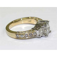 Afbeelding in Gallery-weergave laden, Drie stenen diamanten ring 2,75 karaat vintage stijl geel goud 14K - harrychadent.nl
