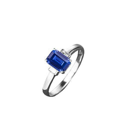 Drie stenen diamanten sieraden Emerald Ceylon Sapphire Ring 2 karaat