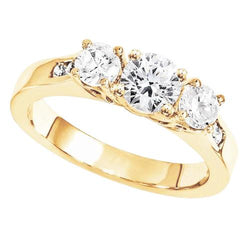 Drie stenen diamanten verlovingsring 2.80 karaat geel goud Nieuw