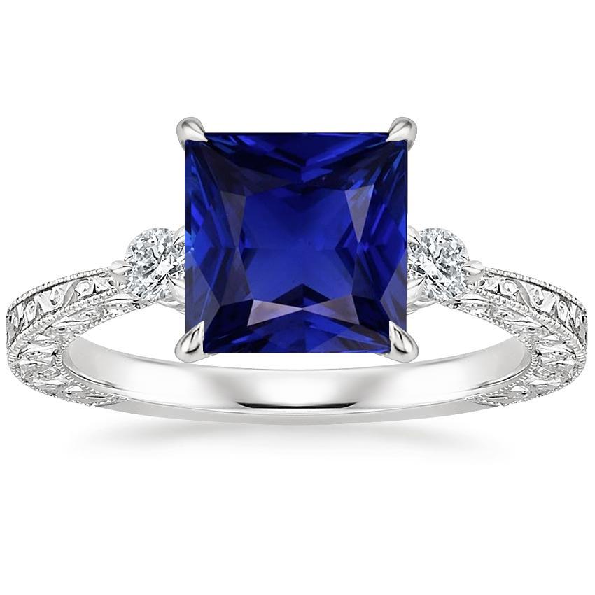 Drie stenen edelsteen ring prinses blauwe saffier & diamant 5,25 karaat - harrychadent.nl