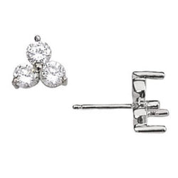 Drie stenen oorknopjes 3 ct. Diamanten Oorbel Wit Goud 14K