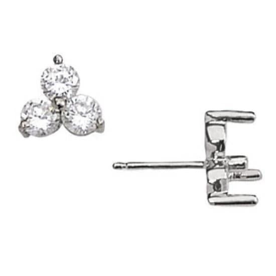 Drie stenen oorknopjes 3 ct. Diamanten Oorbel Wit Goud 14K - harrychadent.nl