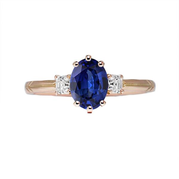Drie stenen ovale blauwe saffier ring & diamanten 2,50 karaat - harrychadent.nl