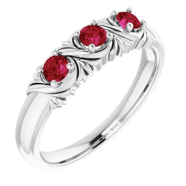 Drie-stenen ring 0,60 karaat antieke stijl Ruby vrouwen sieraden - harrychadent.nl