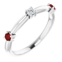 Drie stenen ring 1,50 karaat robijn wit goud 14K