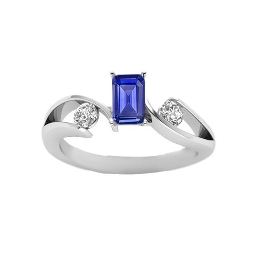 Drie stenen ring Emerald Ceylon Sapphire 1,75 karaat bypass-stijl - harrychadent.nl