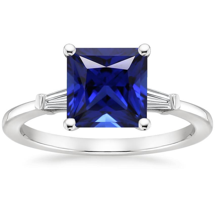 Drie stenen ring prinses blauwe saffier & stokbrood diamanten 5,25 karaat - harrychadent.nl
