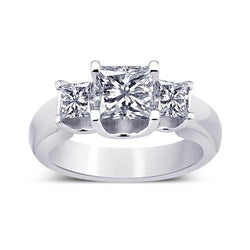 Drie stenen ring prinses diamant 2,31 karaat wit goud 14K Nieuw