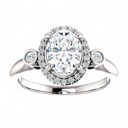 Drie stenen stijl 1,26 karaat Diamanten jubileum Halo Ring WG 14K