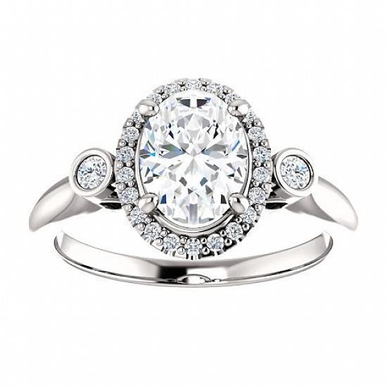 Drie stenen stijl 1,26 karaat Diamanten jubileum Halo Ring WG 14K - harrychadent.nl