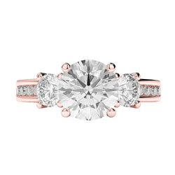Drie stenen stijl 3,50 karaat diamanten verlovingsring Rose 14K