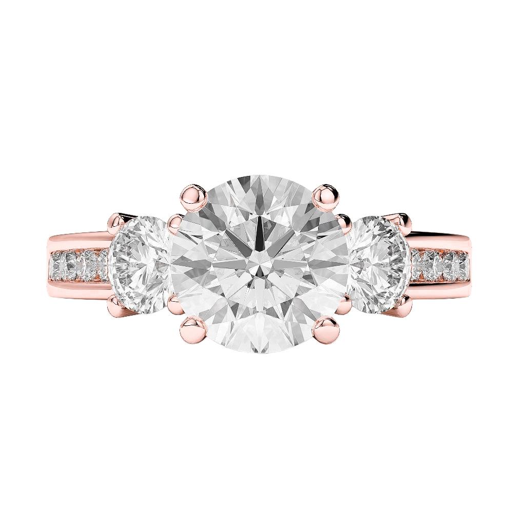 Drie stenen stijl 3,50 karaat diamanten verlovingsring Rose 14K - harrychadent.nl